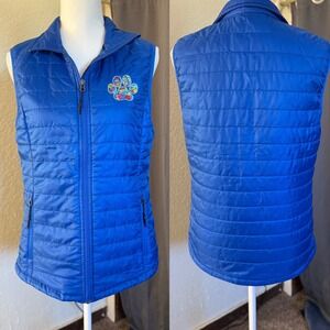 Port Authority Womens Puffer Vest Blue Quilted Paw Print Embroidery Medium